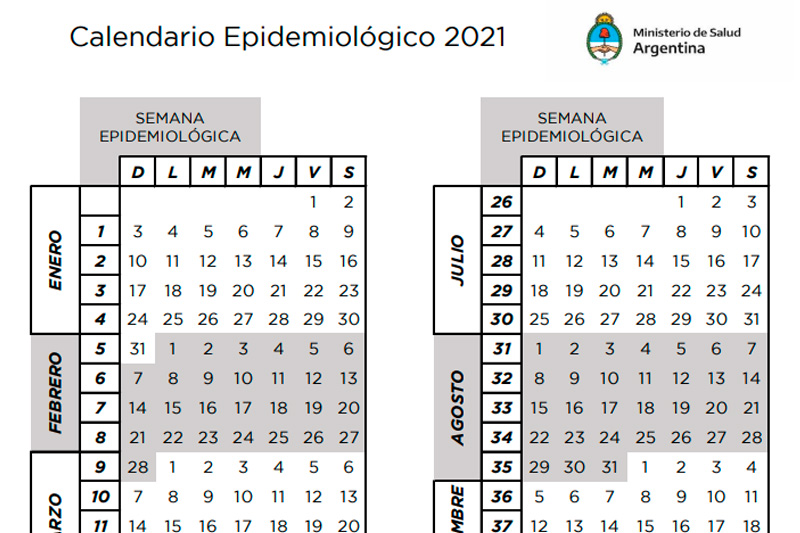 Calendario Epidemiológico 2021